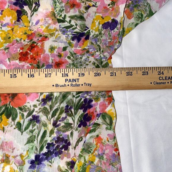 Norm Thompson Escape Ordinary Women Floral Sheer Blouse Top Button M Boho Hi Low - Picture 6 of 14